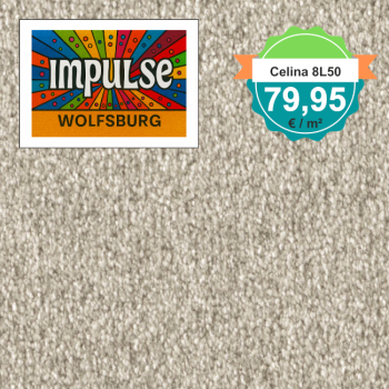 Teppich-Ausschnitt Vorwerk Celina 8L50 beige mit Preisschild 79,95 €/m²
